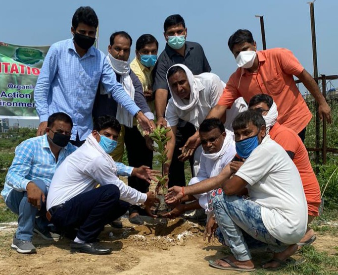 ग्रेटर नोएडा हिंडन नदी पर सेकड़ो पेड़ लगाए ।