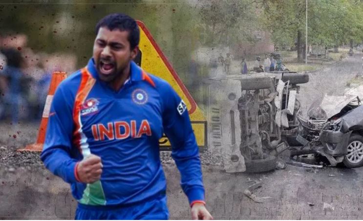 क्रिकेटर प्रवीण कुमार की गाड़ी को कैंटर ने मारी टक्कर, हादसे में बाल-बाल बची जान