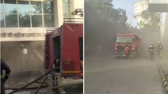 नोएडा के सेक्टर-24 स्थित ईएसआइसी अस्पताल में लगी भीषण आग