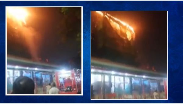 चेन्नई के मायलापुर साईं बाबा मंदिर की छत पर लगी आग, बुझाने में जुटे 20 दमकलकर्मी