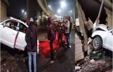 नोएडा में बड़ा हादसा, तेज रफ्तार ऑडी शौचालय से टकराई, पांच लोग घायल